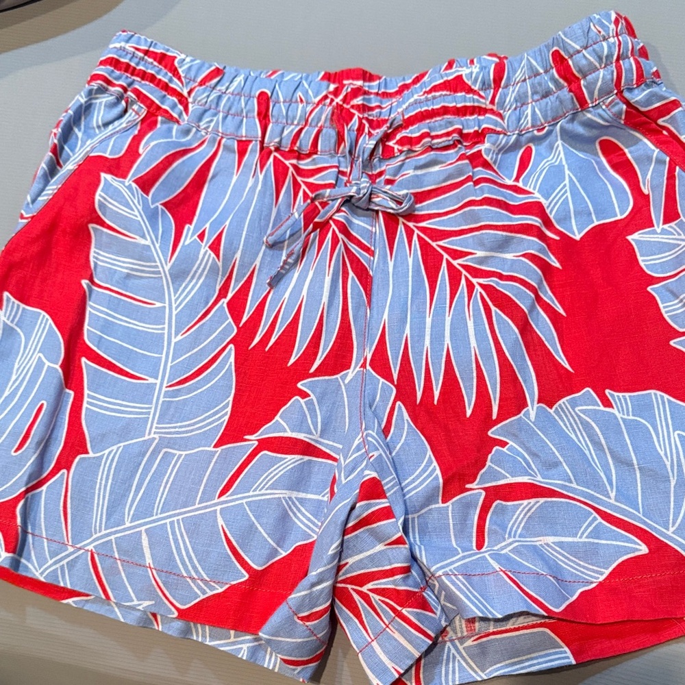 Tommy Bahama Red and Blue Leaf Print Women's Cargo Shorts